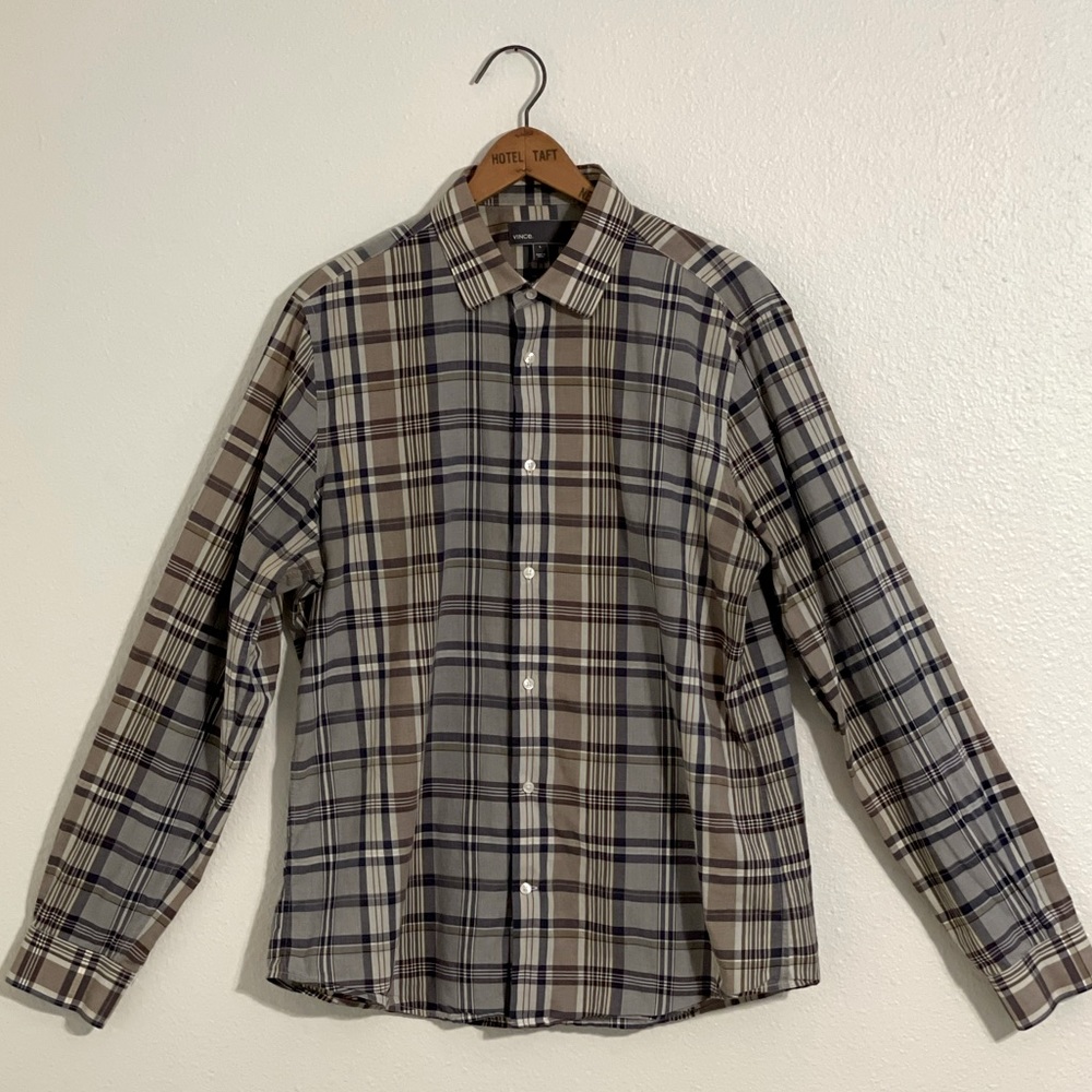 Vince - Long Sleeve Button Up - Plaid - 100% Cotton - Size Large